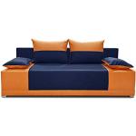 Schlafsofa Vera - Kippsofa Sofa mit Schlaffunktion Klappsofa Bettfunktion mit Bettkasten Couchgarnitur Couch Sofagarnitur (Dunkelblau + Orange (Neo 19 + Neo 32))