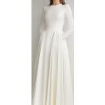 Weiße Langärmelige Maxi U-Boot-Ausschnitt Brautkleider A-Linie für Damen für die Braut für den für den Winter 