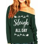 Tannengrüne Langärmelige Schulterfreie Damensweatshirts Größe XXL Weihnachten 