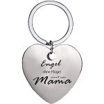 Silberne Schlüsselanhänger Herz aus Edelstahl personalisiert für Damen zum Muttertag 