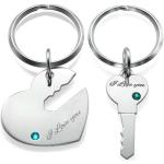 Silberne Partner Schlüsselanhänger aus Silber personalisiert für Damen 