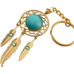 Goldene Elegante Schlüsselanhänger & Taschenanhänger mit Ornament-Motiv mit Türkis 
