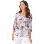 Rosa Blumenmuster Transparente Blusen & durchsichtige Blusen durchsichtig aus Polyester für Damen Größe XXL 