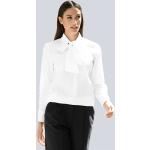 Reduzierte Weiße Unifarbene Business Langärmelige Alba Moda Festliche Blusen enganliegend für Damen 