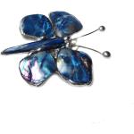Blaue Retro Schmetterling Broschen mit Insekten-Motiv mit Perlmutt 