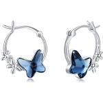 Reduzierte Silberne Elegante Schmetterling Ohrringe mit Insekten-Motiv aus Kristall für Kinder 