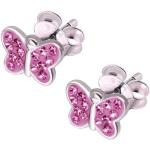 Pinke Elegante Schmetterling Ohrringe mit Schmetterlingsmotiv poliert aus Kristall für Damen 