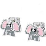 Graue Elefanten Ohrringe poliert aus Silber für Damen 