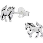 Silberne Pferde Ohrringe mit Pferdemotiv poliert aus Silber für Damen 