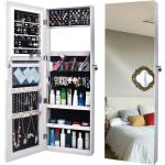 Schmuckschrank mit Volllängs Spiegel, Abschließbarer Wandschrank aus PVC mit Regalen Aufbewahrung für Make-up Schlafzimmer Kosmetik (Weiß)