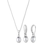 Silberne Elegante Brautschmuck Sets aus Kristall mit Echte Perle für Damen 