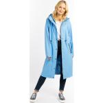 Reduzierte Blaue Wasserdichte Schmuddelwedda Maxi Stehkragen Kapuzenmäntel mit Reißverschluss aus Jersey mit Kapuze für Damen Größe XL 