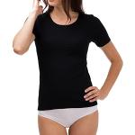 Schwarze Kurzärmelige Schöller Kurzarm-Unterhemden aus Baumwolle für Damen Größe XL 3-teilig 