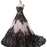 Schwarze Vintage Herzförmige Ballkleider aus Chiffon für Damen für die Braut 