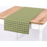 Apfelgrüne Karo Landhausstil Tischläufer aus Stoff maschinenwaschbar 