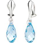 Nickelfreie Silberne Ohrhänger aus Kristall mit Aquamarin für Damen 