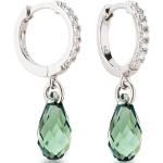 Grüne Elegante Runde Diamant Ohrringe aus Silber mit Zirkonia für Damen 
