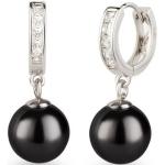 Schöner-SD Perlenohrringe »Creolen mit Perlen 10mm hängend« (inkl. Schmuckbox), 925/- Silber rhodiniert, schwarz, schwarz