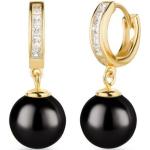Schwarze Elegante Perlenohrringe aus Silber für Damen 