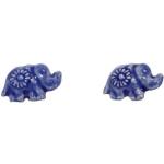 Nachhaltige Runde Elefanten Ohrringe mit Elefantenmotiv vergoldet aus Keramik für Damen 