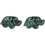 Grüne Nachhaltige Runde Elefanten Ohrringe mit Elefantenmotiv vergoldet aus Keramik für Damen 