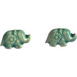 Türkise Nachhaltige Runde Elefanten Ohrringe mit Elefantenmotiv vergoldet aus Keramik mit Türkis für Damen 