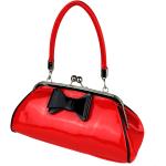 Rote Lack-Optik Retro Tote Bags & Henkeltaschen aus Lackleder mit Trennfächern für Damen 