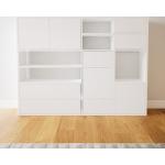 Schrankwand Weiß - Moderne Wohnwand: Schubladen in Weiß & Türen in Weiß - Hochwertige Materialien - 154 x 118 x 35 cm, Konfigurator
