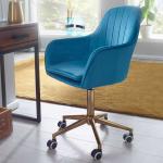 Blaue Retro Ergonomische Bürostühle & orthopädische Bürostühle  aus Samt mit Armlehne Breite 50-100cm, Höhe 50-100cm, Tiefe 0-50cm 