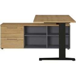 Schreibtisch in Dunkelgrau und Wildeiche Optik 75 cm hoch