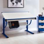 Blaue Fun-Möbel Kinderschreibtische & Jugendschreibtische lackiert aus Metall höhenverstellbar Breite 100-150cm, Höhe 100-150cm, Tiefe 50-100cm 