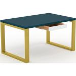 Schreibtisch Massivholz Blaugrün - Moderner Massivholz-Schreibtisch: mit 1 Schublade/n - Hochwertige Materialien - 140 x 75 x 90 cm, konfigurierbar
