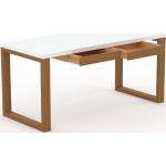 Schreibtisch Massivholz Weiß - Moderner Massivholz-Schreibtisch: mit 2 Schublade/n - Hochwertige Materialien - 160 x 75 x 70 cm, konfigurierbar