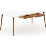 Schreibtisch Massivholz Weiß - Moderner Massivholz-Schreibtisch: mit 2 Schublade/n - Hochwertige Materialien - 180 x 75 x 90 cm, konfigurierbar
