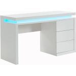 Schreibtisch mit 3 Schubladen & LED-Beleuchtung - MDF - Weiß - EMERSON