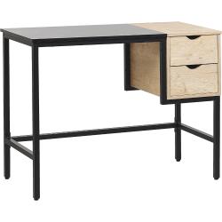 Schreibtisch mit zwei Schubladen 100 x 48 cm schwarz/heller Holzfarbton Harper
