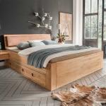Hellbraune Moderne Basilicana Rechteckige Betten mit Bettkasten geölt aus Massivholz mit Stauraum 200x200 