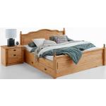 Hellbraune Life Meubles Rechteckige Betten mit Bettkasten gebeizt aus Massivholz mit Stauraum 180x200 