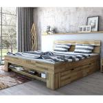 Braune Moderne Homedreams Rechteckige Betten mit Bettkasten geölt aus Massivholz mit Stauraum 140x200 Breite 100-150cm, Höhe 50-100cm, Tiefe 200-250cm 