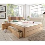 Hellbraune Moderne Basilicana Rechteckige Betten mit Bettkasten geölt aus Massivholz mit Stauraum 200x200 