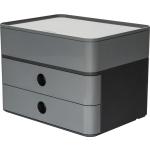 Schubladenbox HAN Allison Smart-Box Plus, 2 Schübe mit Trennwänden, Utensilienbox, stapelb., ABS-Kunststoff, granit-grau