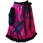 Pinke Bambi Dirndlschürzen mit Fuchs-Motiv mit Strass für Damen Übergrößen 