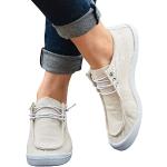 Beige Slip-on Sneaker mit Schnürsenkel aus Leder atmungsaktiv für Damen Größe 39 für den für den Herbst 