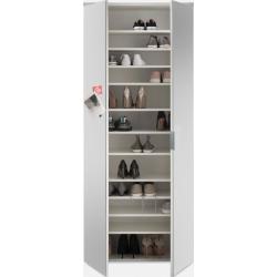 Schuhschrank in Weiß inkl. 2 Spiegeltüren und 11 Einlegeböden, Maße: B/H/T ca. 80/190/35 cm