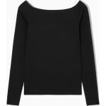 Schwarze Elegante Langärmelige COS Bio Schulterfreie Off Shoulder Shirts & Schulterfreie Shirts für Damen Größe M 