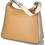 Braune L.CREDI Damenschultertaschen & Damenshoulderbags mit Reißverschluss aus Kunstleder mit Innentaschen 