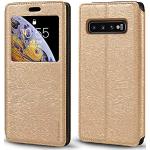 Goldene Elegante Samsung Galaxy S10 Cases Art: Flip Cases mit Bildern aus Leder mit Sichtfenster 