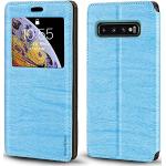 Himmelblaue Elegante Samsung Galaxy S10 Cases Art: Flip Cases mit Bildern aus Leder mit Sichtfenster 