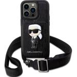 Schwarze Karl Lagerfeld Karl iPhone 14 Pro Hüllen Art: Hard Cases aus Leder 