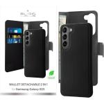 Schutzhülle mit Klappe Puro Wallet Detachable 2 in 1 für Galaxy S23 Plus 5G, schwarz